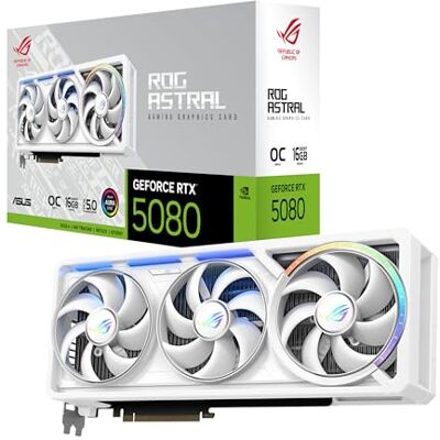 Asus ROG Astral GeForce RTX 5080 16GB GDDR7 White OC Edition grafische kaart voor gaming Quad ventilator (NVIDIA DLSS 4, 3,8-slot design, PCIe 5.0, 3x DP 2.1b, 2x HDMI 2.1b, wit Asus ROG Astral GeForce RTX 5080 16GB GDDR7 White OC Edition grafische kaart voor gaming Quad ventilator (NVIDIA DLSS 4, 3,8-slot design, PCIe 5.0, 3x DP 2.1b, 2x HDMI 2.1b, wit