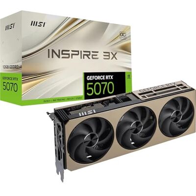 MSI NVIDIA GeForce RTX 5070 12G Inspire 3X OC grafische kaart Gaming GDDR7 192-bit, Boost-frequentie tot 2557 MHz, PCIe Gen 5, DLSS 4, DP 2.1 x 3, HDMI 2.1 x 1, SFF Ready MSI NVIDIA GeForce RTX 5070 12G Inspire 3X OC grafische kaart Gaming GDDR7 192-bit, Boost-frequentie tot 2557 MHz, PCIe Gen 5, DLSS 4, DP 2.1 x 3, HDMI 2.1 x 1, SFF Ready