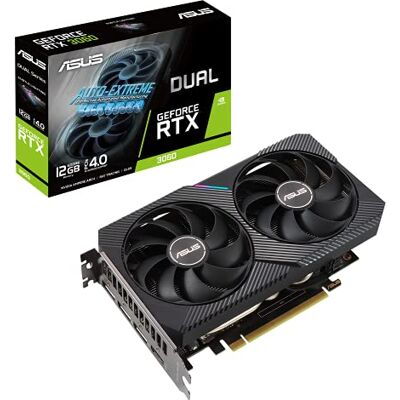 Asus DUAL NVIDIA GeForce RTX 3060 V2 12 GB GDDR6 Gaming grafische kaart (PCIe 4.0, 12 GB GDDR6, HDMI 2.1, DisplayPort 1.4a, 2-slot, axiale ventilatoren, 0 dB technologie) Asus DUAL NVIDIA GeForce RTX 3060 V2 12 GB GDDR6 Gaming grafische kaart (PCIe 4.0, 12 GB GDDR6, HDMI 2.1, DisplayPort 1.4a, 2-slot, axiale ventilatoren, 0 dB technologie)