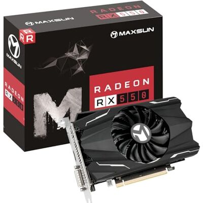 maxsun AMD Radeon RX 550 4 GB GDDR5 Grafische Kaart ITX Computer PC Gaming Videokaart GPU 128-Bit DirectX 12 PCI Express X16 3.0 DVI-D Dual Link, HDMI, DisplayPort maxsun AMD Radeon RX 550 4 GB GDDR5 Grafische Kaart ITX Computer PC Gaming Videokaart GPU 128-Bit DirectX 12 PCI Express X16 3.0 DVI-D Dual Link, HDMI, DisplayPort