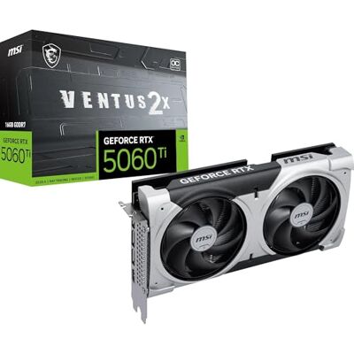 MSI NVIDIA GeForce RTX 5060 Ti 16G Ventus 2X OC Plus grafische kaart – 16 GB GDDR7 (28 GB/s /128 bit), PCIe 5.0 – dubbele ventilator (2 x STORMFORCE-ventilatoren), HDMI 2.1b, DisplayPort 2.1b MSI NVIDIA GeForce RTX 5060 Ti 16G Ventus 2X OC Plus grafische kaart – 16 GB GDDR7 (28 GB/s /128 bit), PCIe 5.0 – dubbele ventilator (2 x STORMFORCE-ventilatoren), HDMI 2.1b, DisplayPort 2.1b