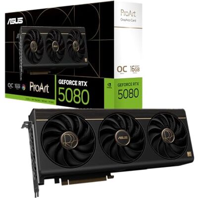 Asus ProArt GeForce RTX 5080 16 GB OC Edition GDDR7 Content Creation grafische kaart (NVIDIA Blackwell, DLSS 4, Gaming, 2.5-slot, PCIe 5.0, 1x USB-C, 1x HDMI 2.1b, 2x DisplayPort 2.1b, PROART-RTX5080 Asus ProArt GeForce RTX 5080 16 GB OC Edition GDDR7 Content Creation grafische kaart (NVIDIA Blackwell, DLSS 4, Gaming, 2.5-slot, PCIe 5.0, 1x USB-C, 1x HDMI 2.1b, 2x DisplayPort 2.1b, PROART-RTX5080