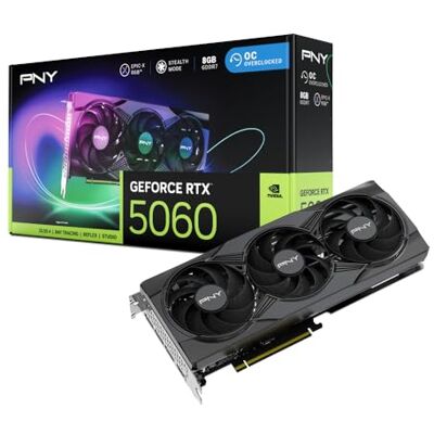 PNY GEFORCE RTX™ 5060 8GB ARGB Overclocked Triple Fan DLSS 4 grafische kaart PNY GEFORCE RTX™ 5060 8GB ARGB Overclocked Triple Fan DLSS 4 grafische kaart