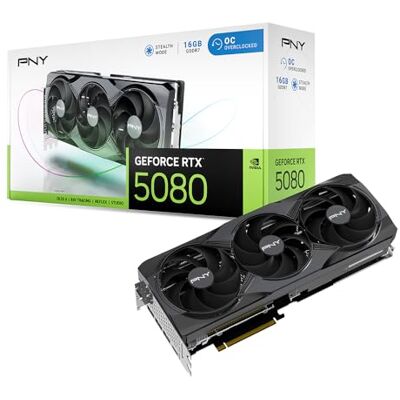 PNY GeForce RTX™ 5080 16GB OC Triple Fan DLSS 4 grafische kaart PNY GeForce RTX™ 5080 16GB OC Triple Fan DLSS 4 grafische kaart