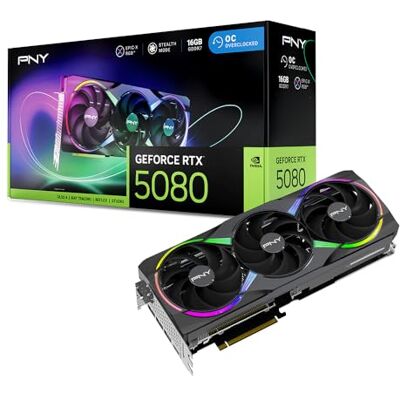 PNY GeForce RTX™ 5080 16GB ARGB OC Triple Fan DLSS 4 grafische kaart PNY GeForce RTX™ 5080 16GB ARGB OC Triple Fan DLSS 4 grafische kaart