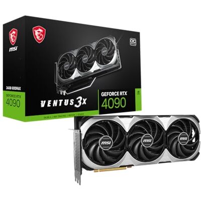 MSI GeForce RTX 4090 VENTUS 3X E 24G OC grafische kaart – GPU RTX 4090, 24 GB DDR6X (21 Gbps/384-bit), PCIe 4.0-3 x TORX 4.0-2X HDMI 2.1a, 2X DisplayPort 1.4a MSI GeForce RTX 4090 VENTUS 3X E 24G OC grafische kaart – GPU RTX 4090, 24 GB DDR6X (21 Gbps/384-bit), PCIe 4.0-3 x TORX 4.0-2X HDMI 2.1a, 2X DisplayPort 1.4a