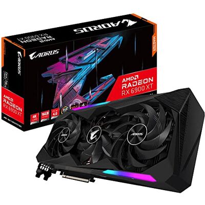Gigabyte Aorus Radeon RX 6900 XT Master 16G Rev 2.0 (16 GB GDDR6/PCI Express 4.0/2335 MHz/16000 MHz) grafische kaart, zwart Gigabyte Aorus Radeon RX 6900 XT Master 16G Rev 2.0 (16 GB GDDR6/PCI Express 4.0/2335 MHz/16000 MHz) grafische kaart, zwart