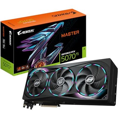 Gigabyte AORUS GeForce RTX 5070 Ti Master 16G grafische kaart 16 GB GDDR7, 256 bits, PCI-E 5.0, 2670 MHz Core Clock, 3x DP 2.1a, 1x HDMI 2.1b, NVIDIA DLSS 4, GV-N507TAORUS M-16GD Gigabyte AORUS GeForce RTX 5070 Ti Master 16G grafische kaart 16 GB GDDR7, 256 bits, PCI-E 5.0, 2670 MHz Core Clock, 3x DP 2.1a, 1x HDMI 2.1b, NVIDIA DLSS 4, GV-N507TAORUS M-16GD