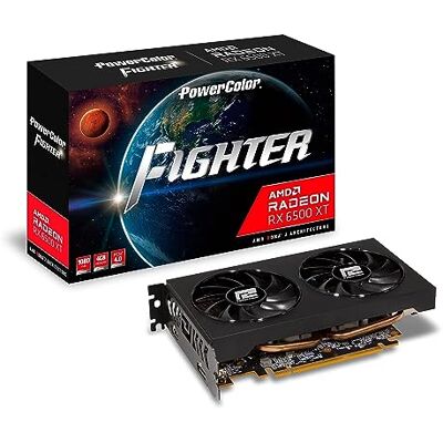 PowerColor Radeon RX 6500 XT Fighter OC 4GB GDDR6 Ray-Tracing Graphics Card, RDNA2, AMD FidelityFX, 1024 Streams zwart PowerColor Radeon RX 6500 XT Fighter OC 4GB GDDR6 Ray-Tracing Graphics Card, RDNA2, AMD FidelityFX, 1024 Streams zwart