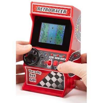Thumbs Up Mini arcade racemachine, 30 geïntegreerde 8-bits racespellen, voor auto, fiets, boot en ski, 2,4 inch kleurendisplay, stuur, versnellingshendel, 2 knoppen, ThumbsUp! Thumbs Up Mini arcade racemachine, 30 geïntegreerde 8-bits racespellen, voor auto, fiets, boot en ski, 2,4 inch kleurendisplay, stuur, versnellingshendel, 2 knoppen, ThumbsUp!