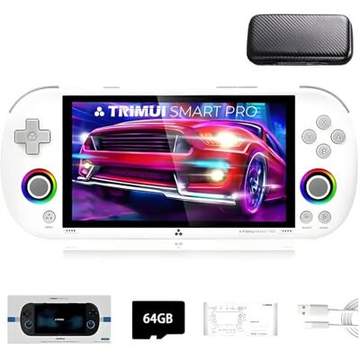 JOYARCH TRIMUI Smart Pro Draagbare gameconsole met 64 GB SD-kaart, meer dan 12.000 games, Linux A133P-processor, 12,7 cm display, retro videoconsole, cadeau voor jongens en meisjes, met etui JOYARCH TRIMUI Smart Pro Draagbare gameconsole met 64 GB SD-kaart, meer dan 12.000 games, Linux A133P-processor, 12,7 cm display, retro videoconsole, cadeau voor jongens en meisjes, met etui