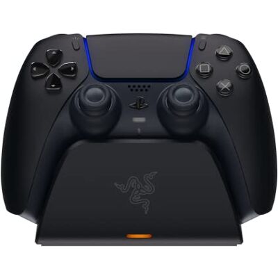 Razer Universele snellaadstandaard voor PlayStation 5 DualSense Controller (Quick Charge, gebogen wiegontwerp, aangedreven door USB, eenhandige navigatie) Midnight Black Razer Universele snellaadstandaard voor PlayStation 5 DualSense Controller (Quick Charge, gebogen wiegontwerp, aangedreven door USB, eenhandige navigatie) Midnight Black