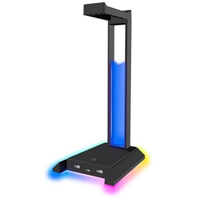 Speedlink EXCELLO NX Headset Stand RGB Gaming Headset Ondersteuning met USB 2.0 Hub, 9 Modes RGB LED, 1 USB-C en 2 USB-A-poorten, Zwart Speedlink EXCELLO NX Headset Stand RGB Gaming Headset Ondersteuning met USB 2.0 Hub, 9 Modes RGB LED, 1 USB-C en 2 USB-A-poorten, Zwart