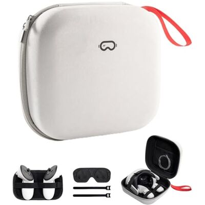 ProCase Draagtas compatibel met Oculus Meta Quest 2, Quest 3, Apple Vision Pro VR, hoofdriem en controller-accessoires, harde tas voor reizen en opslag, S-grijs ProCase Draagtas compatibel met Oculus Meta Quest 2, Quest 3, Apple Vision Pro VR, hoofdriem en controller-accessoires, harde tas voor reizen en opslag, S-grijs