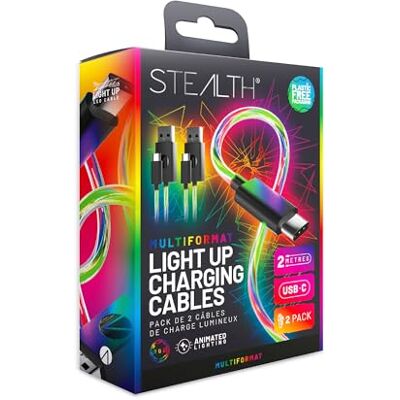 Stealth 2 m lichtkabels voor games en opladen, compatibel met PS5 en Switch Stealth 2 m lichtkabels voor games en opladen, compatibel met PS5 en Switch