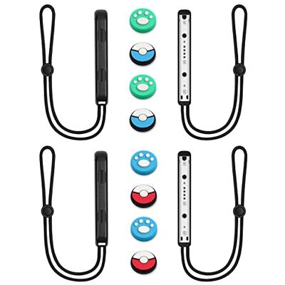 Vicloon Gamepad Polsband, 2 paar gamepad knoppen, met 8 controllers, polsband voor Nintendo Switch Controller Zwart Vicloon Gamepad Polsband, 2 paar gamepad knoppen, met 8 controllers, polsband voor Nintendo Switch Controller Zwart