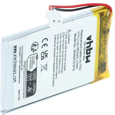 vhbw Batterij compatibel met Sony Playstation 3 PS3 Sixaxis & DualShock 3 Wireless Controller vervangt Lip1359, Lip1472, Lip1859 (Li-ion, 950 mAh, 3,7 V) vhbw Batterij compatibel met Sony Playstation 3 PS3 Sixaxis & DualShock 3 Wireless Controller vervangt Lip1359, Lip1472, Lip1859 (Li-ion, 950 mAh, 3,7 V)