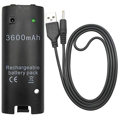 OSTENT Oplaadbare batterij, 3600 mAh, oplaadkabel voor Nintendo Wii-afstandsbediening, zwart OSTENT Oplaadbare batterij, 3600 mAh, oplaadkabel voor Nintendo Wii-afstandsbediening, zwart