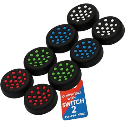 MatoSan Set van 8 joystick-doppen, accessoires voor Switch 2, ergonomische doppen voor betere grip en precisie, gaming-duimdoppen voor controller (versie 9) MatoSan Set van 8 joystick-doppen, accessoires voor Switch 2, ergonomische doppen voor betere grip en precisie, gaming-duimdoppen voor controller (versie 9)