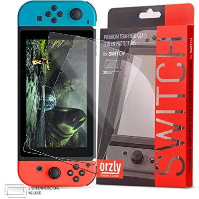 Orzly displaybeschermfolie van pantserglas voor Nintendo Switch, 2 stuks Orzly displaybeschermfolie van pantserglas voor Nintendo Switch, 2 stuks