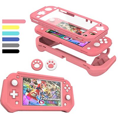 FIWWAT Switch Lite beschermhoes voor Nintendo Switch Lite, compatibel met Nintendo Switch Lite met geïntegreerde pc-displaybescherming, hoes met 2 duimdoppen, roze FIWWAT Switch Lite beschermhoes voor Nintendo Switch Lite, compatibel met Nintendo Switch Lite met geïntegreerde pc-displaybescherming, hoes met 2 duimdoppen, roze