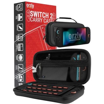 Orzly Draagtas voor Nintendo Switch 2 2025 7,9 inch console, harde hoes met intelligente opslag voor accessoires en speelvakken, editie geschenkdoos Orzly Draagtas voor Nintendo Switch 2 2025 7,9 inch console, harde hoes met intelligente opslag voor accessoires en speelvakken, editie geschenkdoos