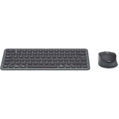 Hama Draadloze toetsenbordset (toetsenbord en muis voor meerdere apparaten met Bluetooth/radio voor pc, smartphone, tablet, klein, met batterijen, stille toetsen, multimedia-toetsen, lay-out Hama Draadloze toetsenbordset (toetsenbord en muis voor meerdere apparaten met Bluetooth/radio voor pc, smartphone, tablet, klein, met batterijen, stille toetsen, multimedia-toetsen, lay-out