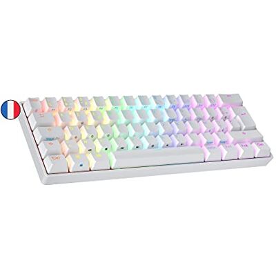 Ranked N60 Nova Mechanical Gaming toetsenbord 60% Hot Swap Gametoetsenbord 62 programmeerbare toetsen RGB-led Mac, PC Windows AZERTY Frans (wit, Gateron bruin) Ranked N60 Nova Mechanical Gaming toetsenbord 60% Hot Swap Gametoetsenbord 62 programmeerbare toetsen RGB-led Mac, PC Windows AZERTY Frans (wit, Gateron bruin)