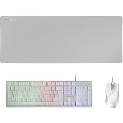Mars Gaming MARSGAMING MCPXWPT, H-Mech FRGB, ultralichte muis 10.000 dpi en XXL muismat, wit, taal Portugees Mars Gaming MARSGAMING MCPXWPT, H-Mech FRGB, ultralichte muis 10.000 dpi en XXL muismat, wit, taal Portugees