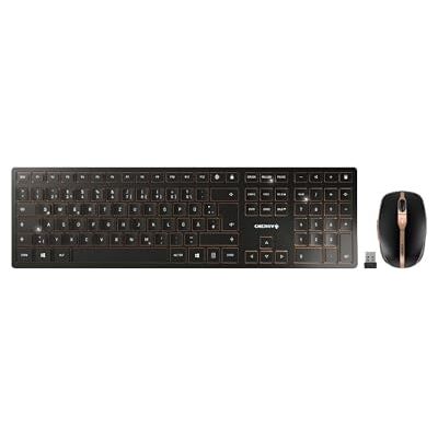 CHERRY DW 9000 Slim, draadloos toetsenbord en muis, Tsjechische lay-out, QWERTZ-toetsenbord, oplaadbare batterijen, SX-schaarmechanisme, ultrastil typen, zwart-brons CHERRY DW 9000 Slim, draadloos toetsenbord en muis, Tsjechische lay-out, QWERTZ-toetsenbord, oplaadbare batterijen, SX-schaarmechanisme, ultrastil typen, zwart-brons