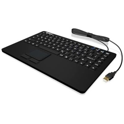 KeySonic KSK-5230 IN (US) siliconen toetsenbord met waterdichte touchpad, antimicrobieel, hittebestendig, zwart 28076 KeySonic KSK-5230 IN (US) siliconen toetsenbord met waterdichte touchpad, antimicrobieel, hittebestendig, zwart 28076
