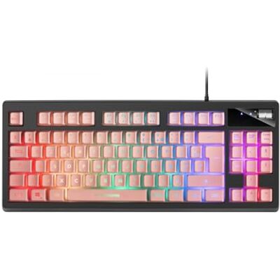 Mars Gaming MKAXPFR TKL Compact toetsenbord H-Mech, RGB-verlichting met 9 effecten, polssteun van gel, roze, taal Frans Mars Gaming MKAXPFR TKL Compact toetsenbord H-Mech, RGB-verlichting met 9 effecten, polssteun van gel, roze, taal Frans