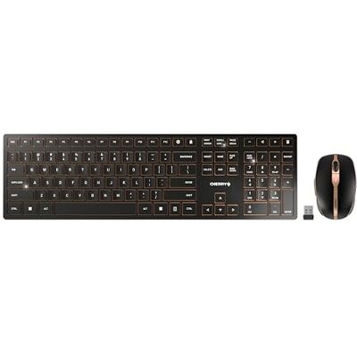 CHERRY DW 9100 SLIM, draadloos toetsenbord en muisset, Amerikaanse lay-out, QWERTY-toetsenbord, oplaadbare batterijen, SX-schaarmechanisme, geluidsarm, zwart-brons CHERRY DW 9100 SLIM, draadloos toetsenbord en muisset, Amerikaanse lay-out, QWERTY-toetsenbord, oplaadbare batterijen, SX-schaarmechanisme, geluidsarm, zwart-brons
