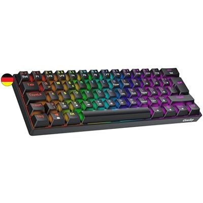 Geeky GK61 60% Hot Swappable mechanisch gamingtoetsenbord 62 kleurrijke toetsen met achtergrondverlichting RGB LED voor Gaming PC/Mac ISO DE Qwertz Duits toetsenbord (zwart, mechanische snelheid Geeky GK61 60% Hot Swappable mechanisch gamingtoetsenbord 62 kleurrijke toetsen met achtergrondverlichting RGB LED voor Gaming PC/Mac ISO DE Qwertz Duits toetsenbord (zwart, mechanische snelheid