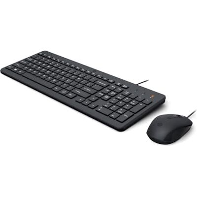 HP 150 toetsenbord en muis met kabel (1600 dpi, led-indicatoren, USB-A-poort, 12 sneltoetsen, Windows 10, Windows 11), Spaans QWERTY, kleur zwart HP 150 toetsenbord en muis met kabel (1600 dpi, led-indicatoren, USB-A-poort, 12 sneltoetsen, Windows 10, Windows 11), Spaans QWERTY, kleur zwart