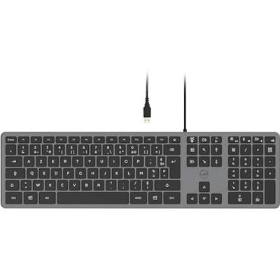 Mobility Lab PC-toetsenbord, ultradun, bekabeld, grijs USB-aansluiting, Frans AZERTY-toetsenbord Mobility Lab PC-toetsenbord, ultradun, bekabeld, grijs USB-aansluiting, Frans AZERTY-toetsenbord