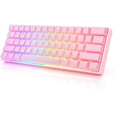 HK Gaming GK61 Mechanisch Gaming-toetsenbord 61 toetsen Multi Color RGB Verlichte LED Backlit Bedraad Programmeerbaar voor PC/Mac-gamer (Gateron Optisch Blauw, Prisma Roze) HK Gaming GK61 Mechanisch Gaming-toetsenbord 61 toetsen Multi Color RGB Verlichte LED Backlit Bedraad Programmeerbaar voor PC/Mac-gamer (Gateron Optisch Blauw, Prisma Roze)