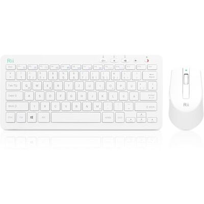 Rii Compact 2,4 G draadloos toetsenbord voor laptop, pc en smart-tv, Duitse QWERTZ-lay-out, wit Rii Compact 2,4 G draadloos toetsenbord voor laptop, pc en smart-tv, Duitse QWERTZ-lay-out, wit