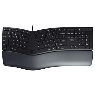 CHERRY KC 4500 ERGO, ergonomisch toetsenbord, Spaanse toetsenbordindeling (QWERTY), met kabel, gevoerde polssteun met traagschuim, gebogen toetsenbord, zwart CHERRY KC 4500 ERGO, ergonomisch toetsenbord, Spaanse toetsenbordindeling (QWERTY), met kabel, gevoerde polssteun met traagschuim, gebogen toetsenbord, zwart