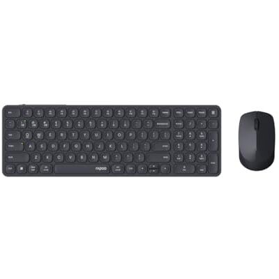 RAPOO 9710M QWERTZ Draadloos Bluetooth-toetsenbord met aluminium basis voor meerdere pc-apparaten, oplaadbaar, donkergrijs RAPOO 9710M QWERTZ Draadloos Bluetooth-toetsenbord met aluminium basis voor meerdere pc-apparaten, oplaadbaar, donkergrijs