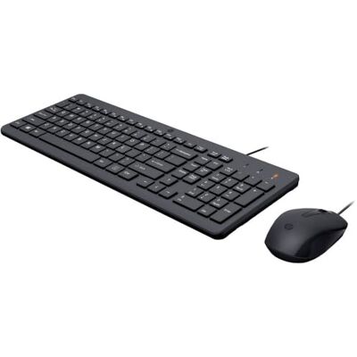 HP 150 bekabelde muis combi-toetsenbord, USB-A-poorten, 12 Fn-toetsen, 1600 dpi, werkt met Windows en Mac, stil, QWERTZ-lay-out, zwart HP 150 bekabelde muis combi-toetsenbord, USB-A-poorten, 12 Fn-toetsen, 1600 dpi, werkt met Windows en Mac, stil, QWERTZ-lay-out, zwart