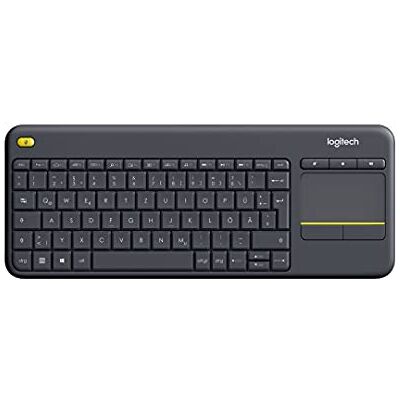 Logitech K400 Plus Draadloos Touch-TV-toetsenbord met mediabesturing en touchpad, Duits toetsenbord, QWERTZ zwart Logitech K400 Plus Draadloos Touch-TV-toetsenbord met mediabesturing en touchpad, Duits toetsenbord, QWERTZ zwart