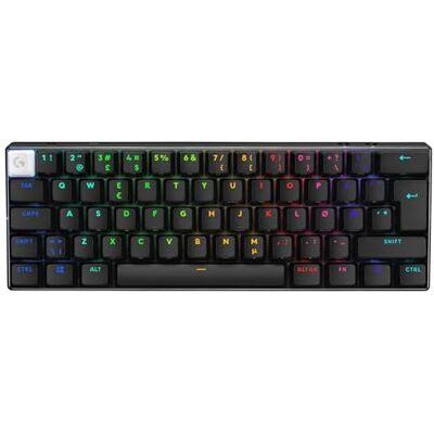 Logitech PRO X 60 LIGHTSPEED, draadloos gamingtoetsenbord, mechanisch, ultracompact, TKL 60% voor Windows-pc, zwart, lay-out Pan Nordic QWERTY Logitech PRO X 60 LIGHTSPEED, draadloos gamingtoetsenbord, mechanisch, ultracompact, TKL 60% voor Windows-pc, zwart, lay-out Pan Nordic QWERTY