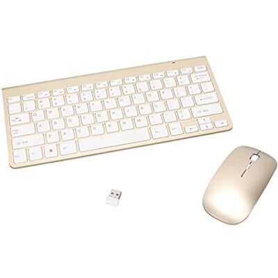 ADITAM 2,4 G draadloos toetsenbord en muis set, 78 toetsen, USB-gegraveerde toetsen, mute-knop, ergonomisch design, QWERTY, voor pc, laptop (luxe goud) verdubbelt het comfort ADITAM 2,4 G draadloos toetsenbord en muis set, 78 toetsen, USB-gegraveerde toetsen, mute-knop, ergonomisch design, QWERTY, voor pc, laptop (luxe goud) verdubbelt het comfort