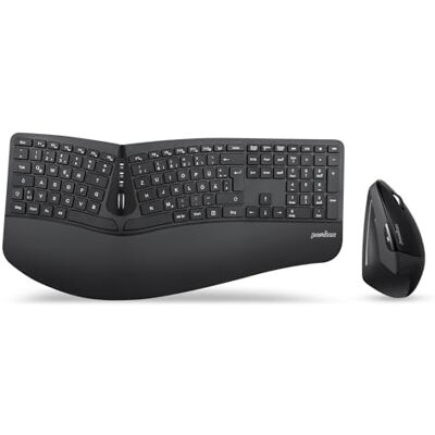 Perixx Periduo-605BDE ergonomisch draadloos gesplitst toetsenbord en verticale muis, verstelbare polssteun, platte membraanknop, Duitse lay-out Perixx Periduo-605BDE ergonomisch draadloos gesplitst toetsenbord en verticale muis, verstelbare polssteun, platte membraanknop, Duitse lay-out