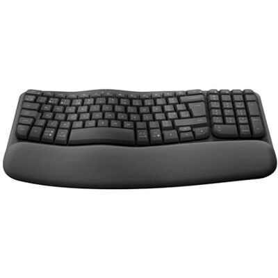 Logitech Wave Keys for Business, ergonomisch, draadloos, toetsenbord met gevoerde polssteun, grafiet, Engels QWERTY-toetsenbord Logitech Wave Keys for Business, ergonomisch, draadloos, toetsenbord met gevoerde polssteun, grafiet, Engels QWERTY-toetsenbord