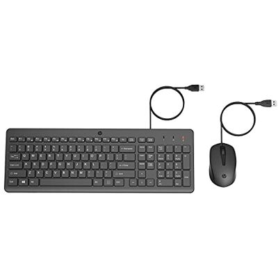 HP 150 toetsenbord en muis met 100 cm USB-kabel, led-indicator hoofdlettervergrendeling, 12 toetscombinaties, plug and play, muis optische sensor 1600 dpi, compatibel met Windows 11, zwart HP 150 toetsenbord en muis met 100 cm USB-kabel, led-indicator hoofdlettervergrendeling, 12 toetscombinaties, plug and play, muis optische sensor 1600 dpi, compatibel met Windows 11, zwart