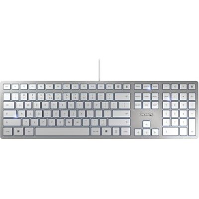 CHERRY KC 6000 Slim, internationale lay-out, QWERTY-toetsenbord, bekabeld toetsenbord, schaarmechanisme voor perfect typen, ultraplat ontwerp, zilver CHERRY KC 6000 Slim, internationale lay-out, QWERTY-toetsenbord, bekabeld toetsenbord, schaarmechanisme voor perfect typen, ultraplat ontwerp, zilver