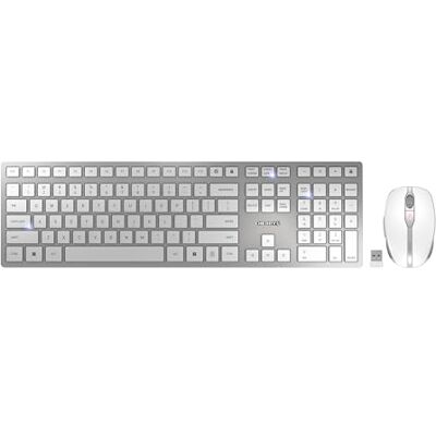 CHERRY DW 9100 Slim, toetsenbord en muisset, draadloos, US lay-out, QWERTY-toetsenbord, oplaadbare batterijen, SX-schaarmechanisme, ultra-stil, wit-zilver CHERRY DW 9100 Slim, toetsenbord en muisset, draadloos, US lay-out, QWERTY-toetsenbord, oplaadbare batterijen, SX-schaarmechanisme, ultra-stil, wit-zilver