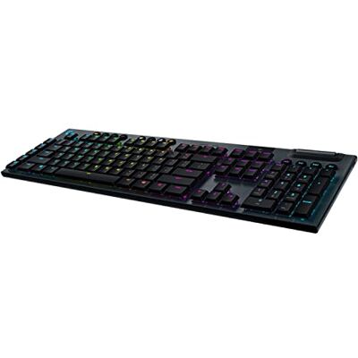 Logitech G915 X LIGHTSPEED ultraplat draadloos gamingtoetsenbord, dubbellaagse PBT-toetsen, volledig programmeerbare toetsen, GL Blue Clicky-schakelaars, Frans AZERTY-toetsenbord, zwart Logitech G915 X LIGHTSPEED ultraplat draadloos gamingtoetsenbord, dubbellaagse PBT-toetsen, volledig programmeerbare toetsen, GL Blue Clicky-schakelaars, Frans AZERTY-toetsenbord, zwart